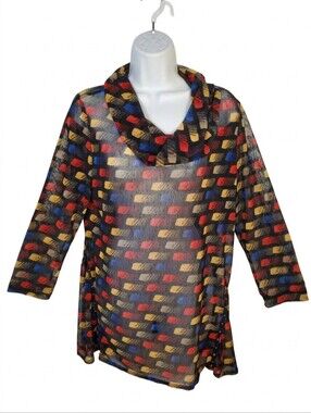 Max & Rina Sheer Cowl Neck Shirt Size XL